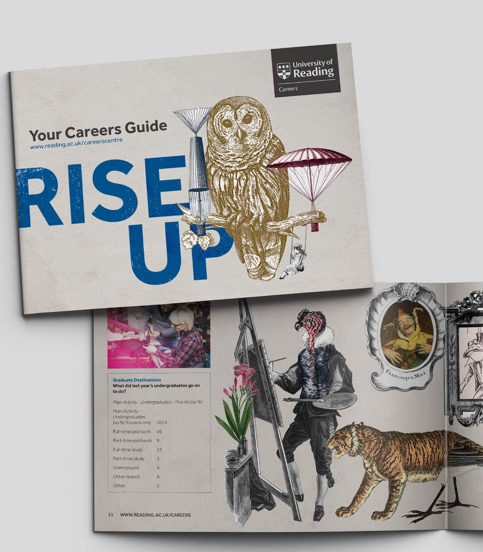 University of Reading Careers brand shown on collateral
