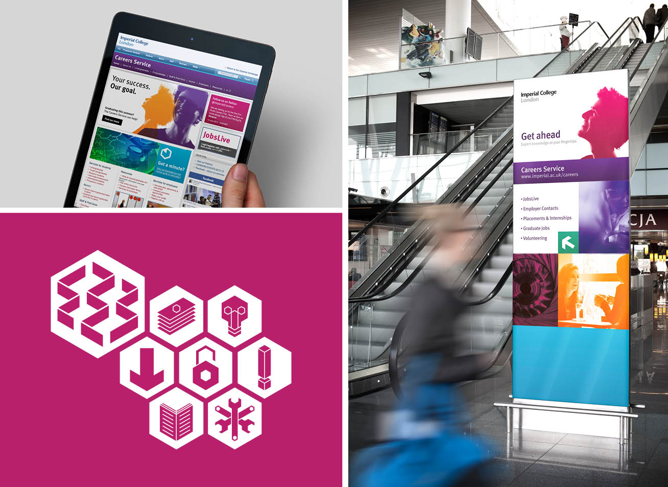 Imperial College London branding on website and banner stand