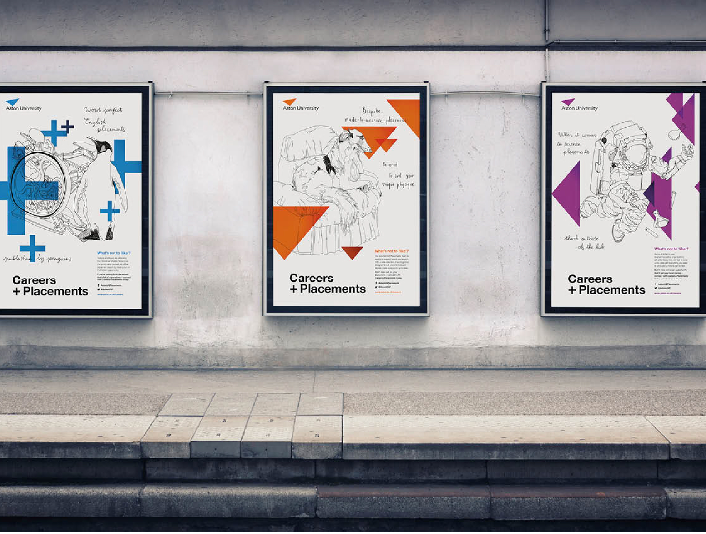 Aston University Careers + Placements brand on outdoor ads