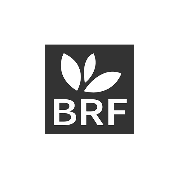 BRF logo in grey and white
