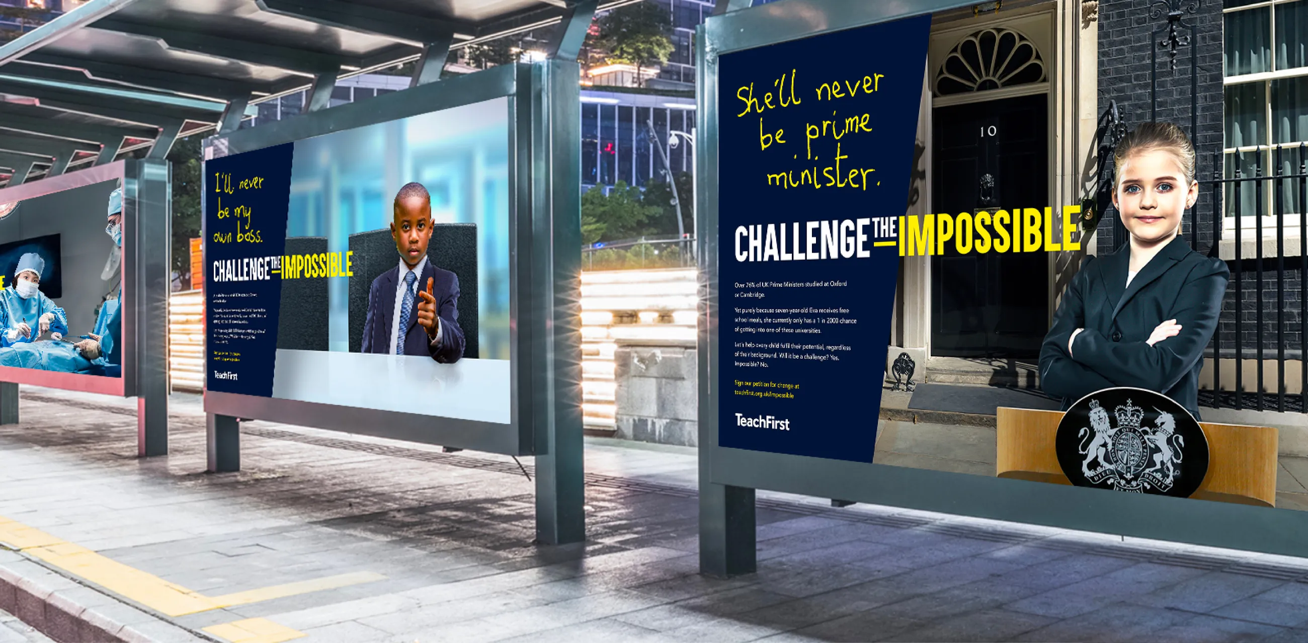 Teach First "Challenge the Impossible" campaign advertising billboards