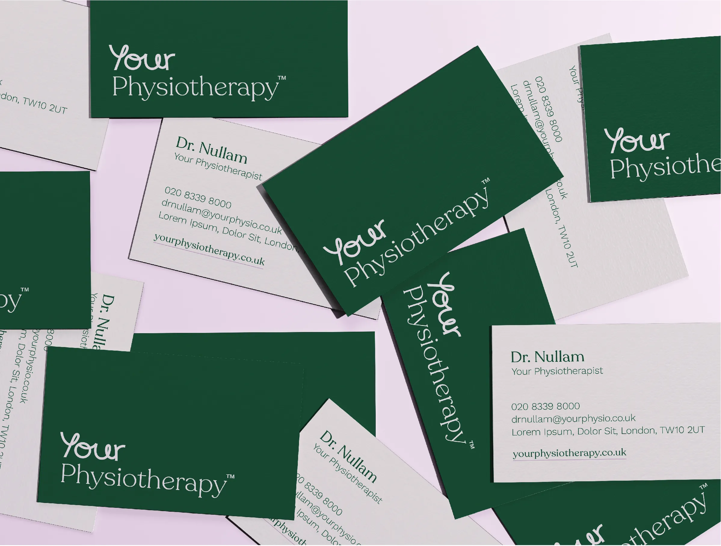 Business cards showing the Your Physiotherapy branding